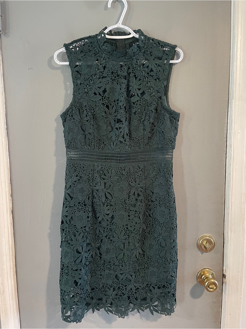 Bardot Women's Lace Lined High Neck Green Dress Size 8